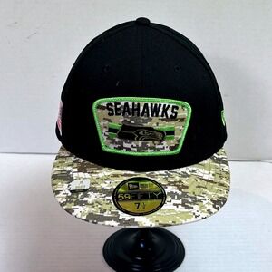 New Era Seattle Seahawks Salute‎ to Service 59FIFTY Fitted Hat Size 7 1/2